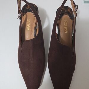 J.Renee Chocolate Brown Slingback Flats